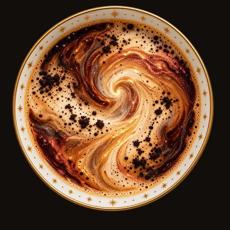 A coffee cup opening onto a night sky